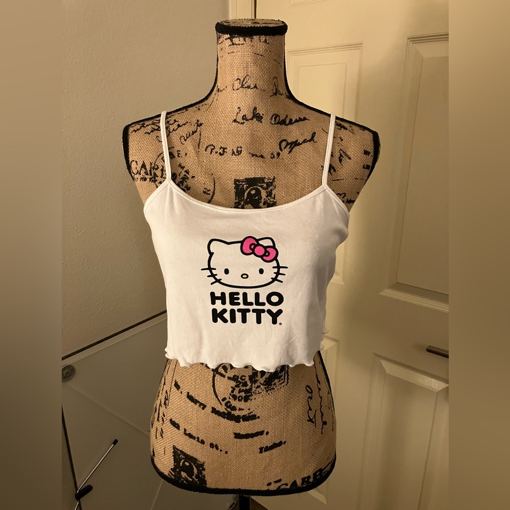 SHEIN White Hello Kitty pink bow Crop Top cami camisole XL 12 14